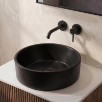 Matt Black Round Countertop Basin 388mm - Alaska