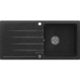 Large 1 Bowl Black Granite Composite Sink & Waste Kit with Reversible Drainer - 980 x 480mm - Alice