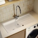 ALI98X4BWHT Large Single Bowl White Inset Granite Composite Kitchen Sink with Reversible Drainer - Enza Alice