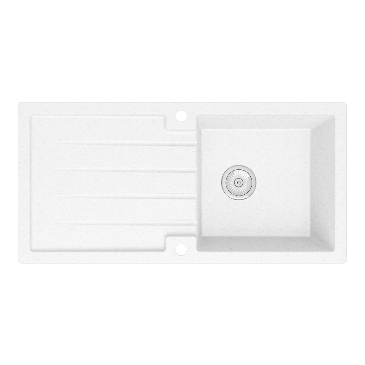 Large Single Bowl White Inset Granite Composite Kitchen Sink with Reversible Drainer - Enza Alice