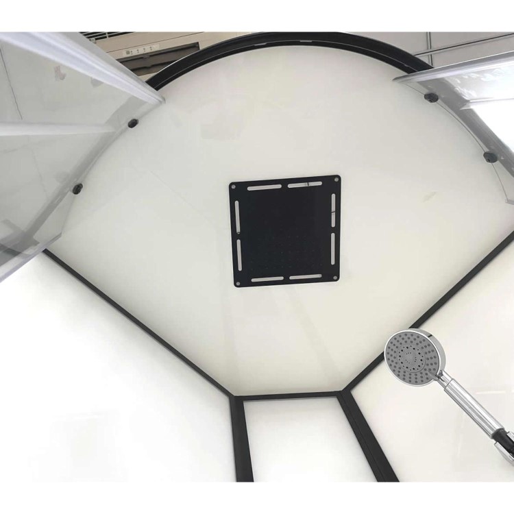 Black 900x900mm Hydro Shower Cabin Quadrant with Shower Tray & 2 Outlet Thermostatic Mixer Shower System - Vidalux
