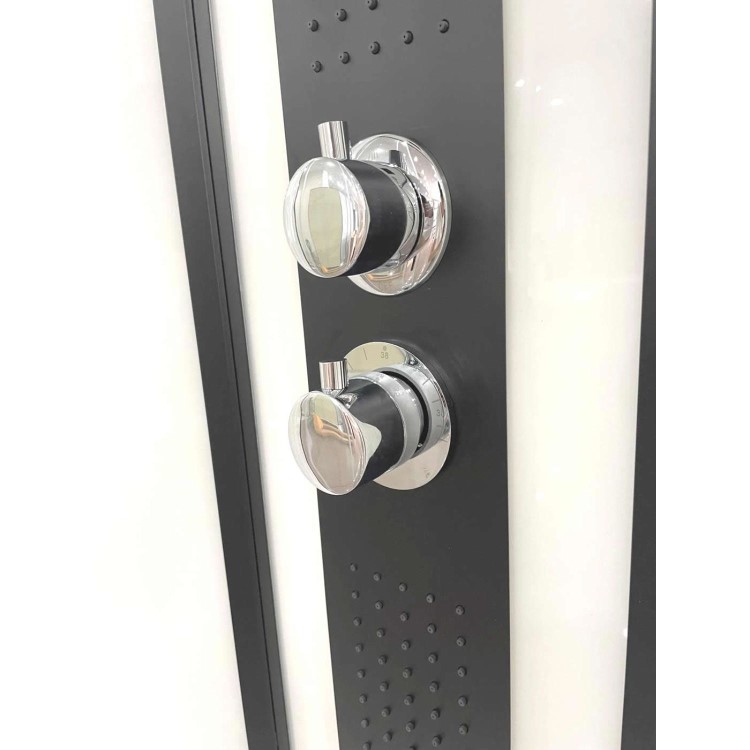 Black 900x900mm Hydro Shower Cabin Quadrant with Shower Tray & 2 Outlet Thermostatic Mixer Shower System - Vidalux