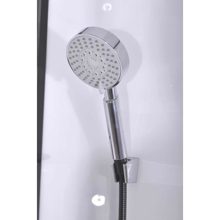 Black 900x900mm Hydro Shower Cabin Quadrant with Shower Tray & 2 Outlet Thermostatic Mixer Shower System - Vidalux