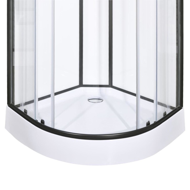 Black 900x900mm Hydro Shower Cabin Quadrant with Shower Tray & 2 Outlet Thermostatic Mixer Shower System - Vidalux