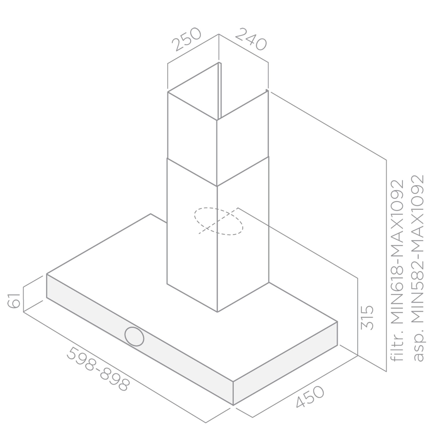 Elica ALPHA-60-SS Alpha Stainless Steel 60cm Chimney Cooker Hood ...