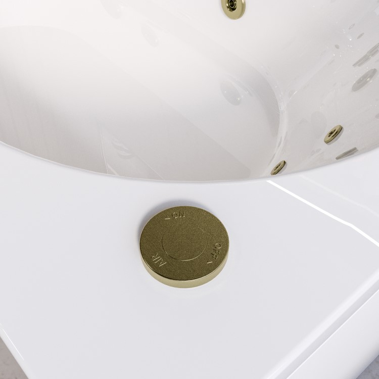 Single Ended Whirlpool Spa Bath with 14 Brushed Brass Whirlpool Jets 1700 x 750mm - Alton