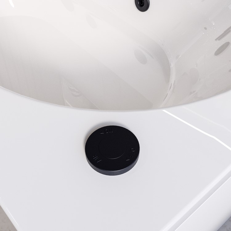 Single Ended Whirlpool Spa Bath with 6 Matt Black Whirlpool Jets 1700 x 750mm - Alton