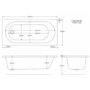 Single Ended Whirlpool Spa Bath with 6 Matt Black Whirlpool Jets 1700 x 750mm - Alton