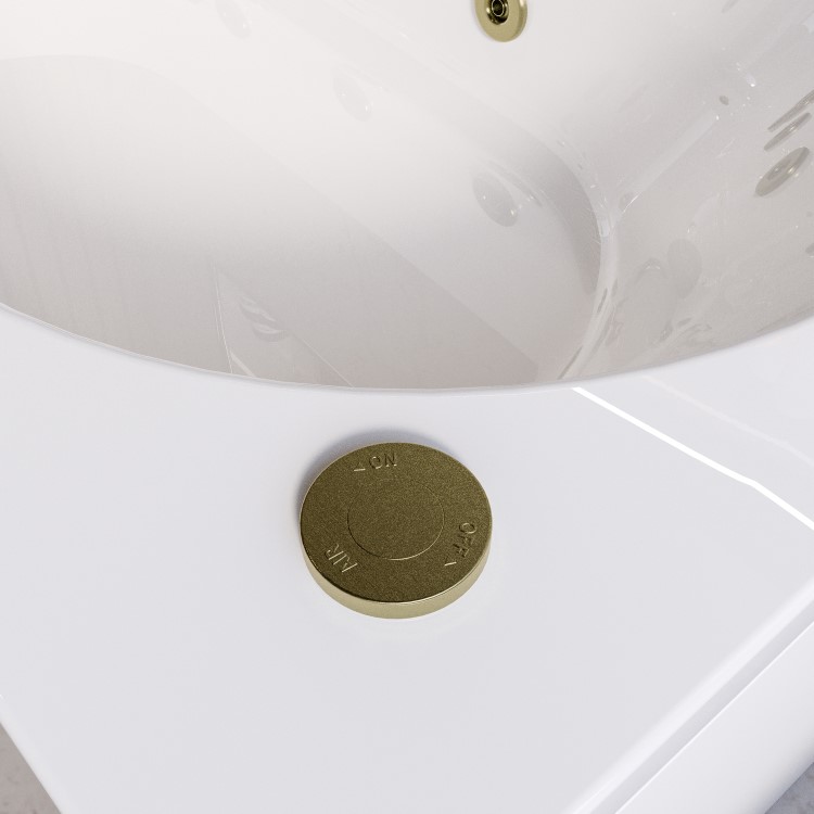 Single Ended Whirlpool Spa Bath with 8 Brushed Brass Whirlpool Jets 1700 x 750mm - Alton