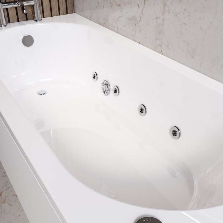 Single Ended Whirlpool Spa Bath with 8 Chrome Whirlpool Jets 1700 x 750mm - Alton