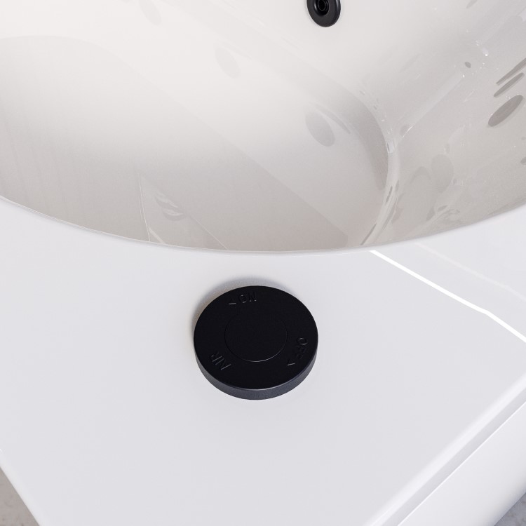Single Ended Whirlpool Spa Bath with 8 Matt Black Whirlpool Jets 1700 x 750mm - Alton