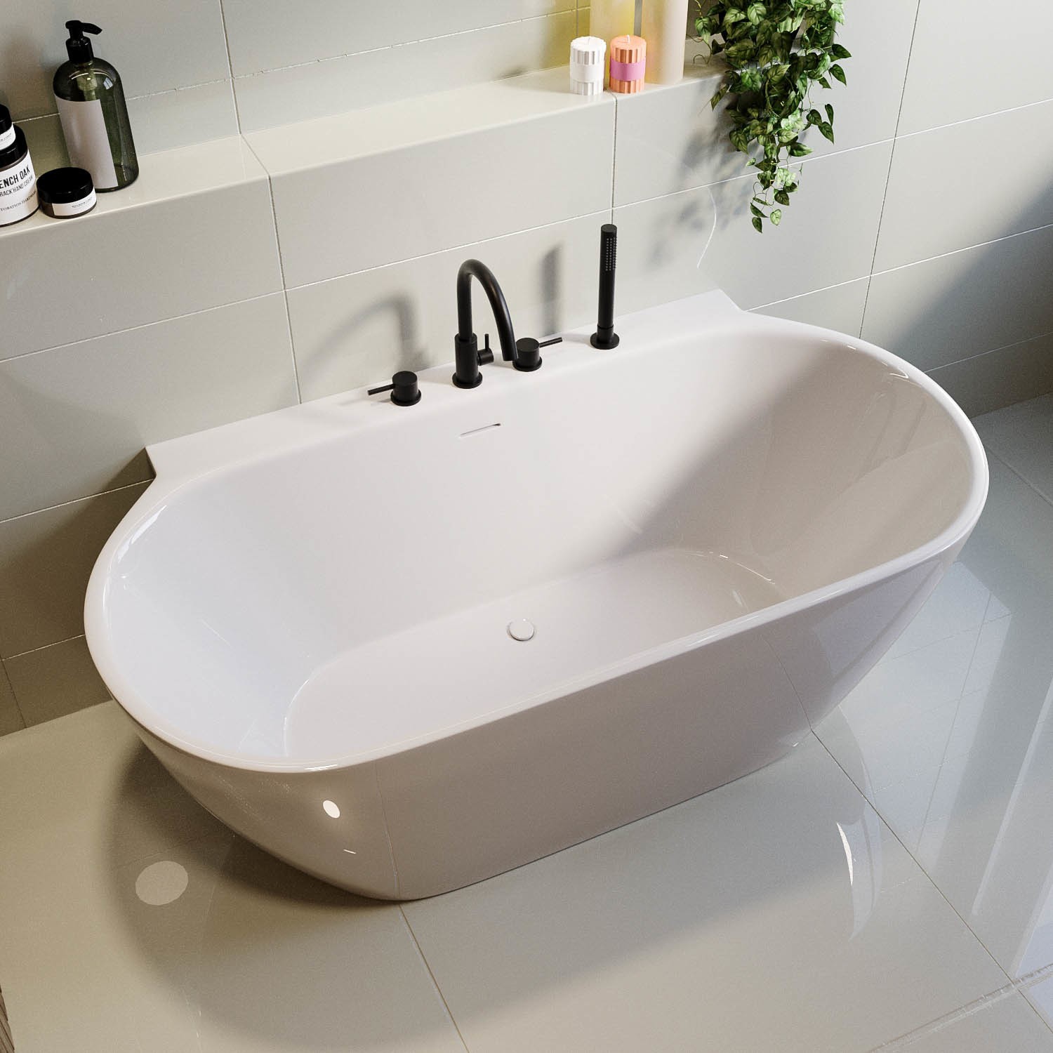 Freestanding Double Ended Back to Wall Bath 1500 x 770mm