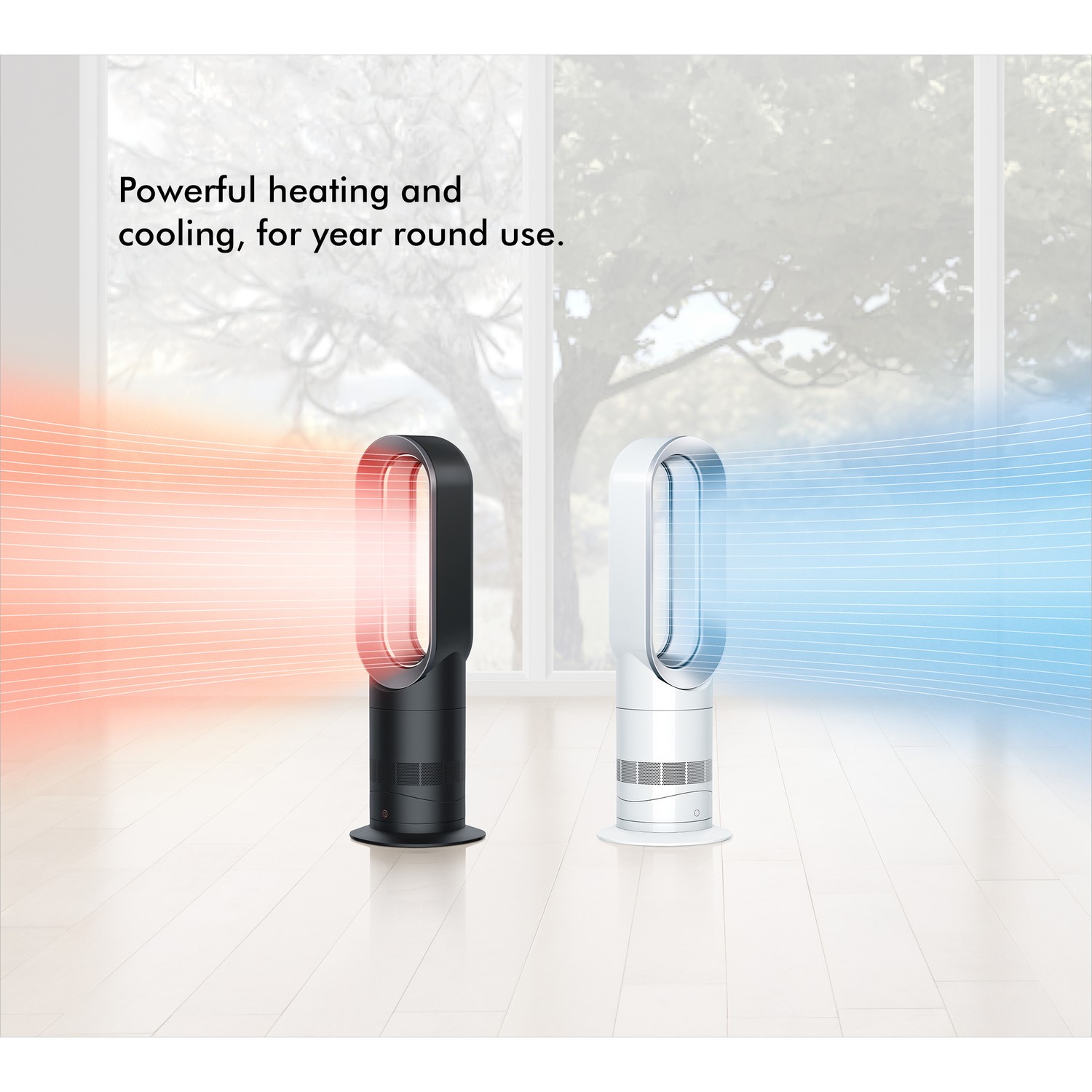 Dyson Am09 Hot And Cool Fan White And Nickel Newest Model Turbojet With 2 Year Warranty Am09white Appliances Direct