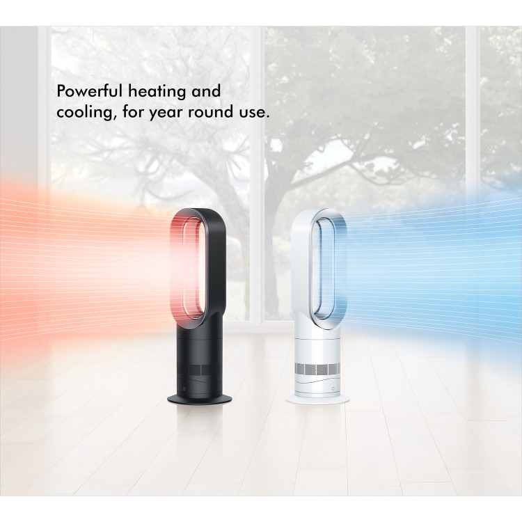 GRADE A2 - Dyson AM09 Hot and Cool Fan - White and Nickel Newest Model TurboJet with 2 year warranty