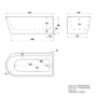 Freestanding Single Ended Right Hand Fluted Corner Bath 1650 x 800mm - Amaro