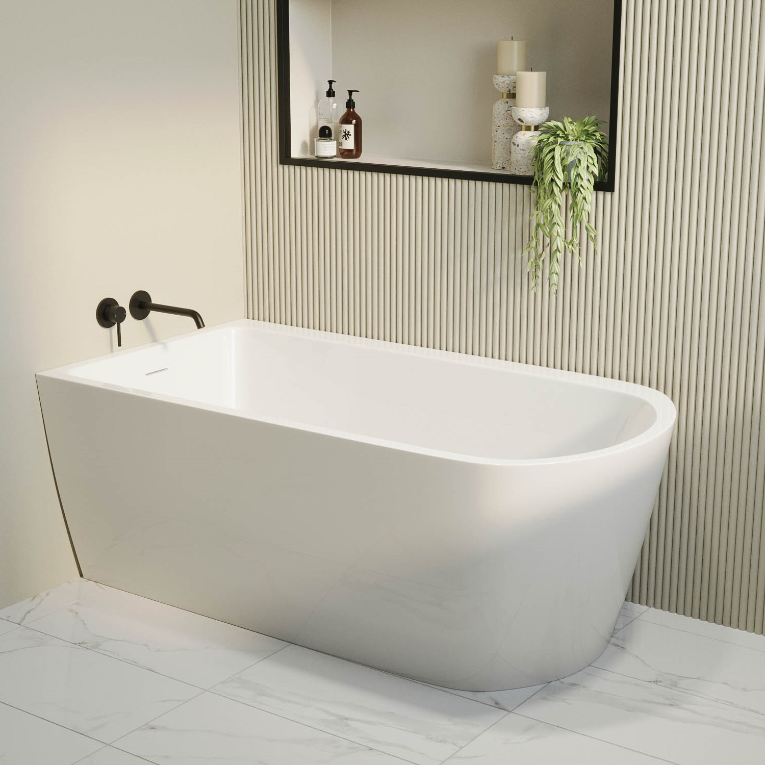 Amaro Freestanding Single Ended Left Hand Corner Bath 1500 X 800Mm DM623-1500LH