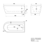 Matt Black Freestanding Single Ended Right Hand Corner Bath 1650 x 800mm - Amaro