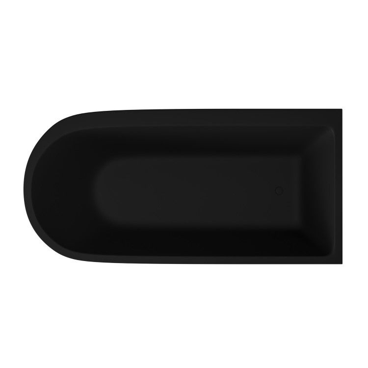 Matt Black Freestanding Single Ended Right Hand Corner Bath 1650 x 800mm - Amaro