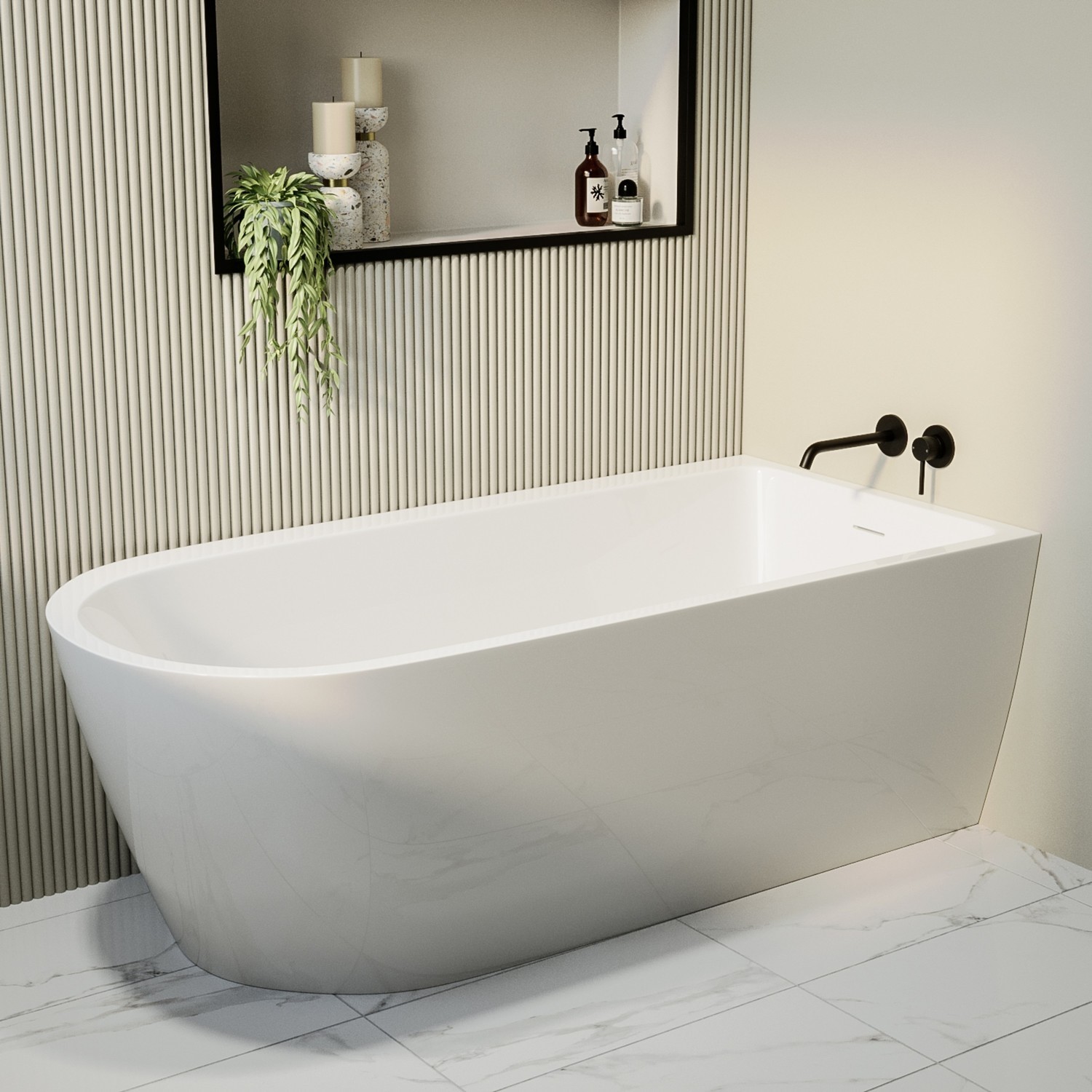 Amaro White Freestanding Single Ended Right Hand Corner Bath 1650 X 800Mm - Image 2