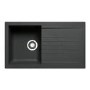 Single Bowl Inset Black Composite Square Kitchen Sink with Reversible Drainer - Essence Amelia