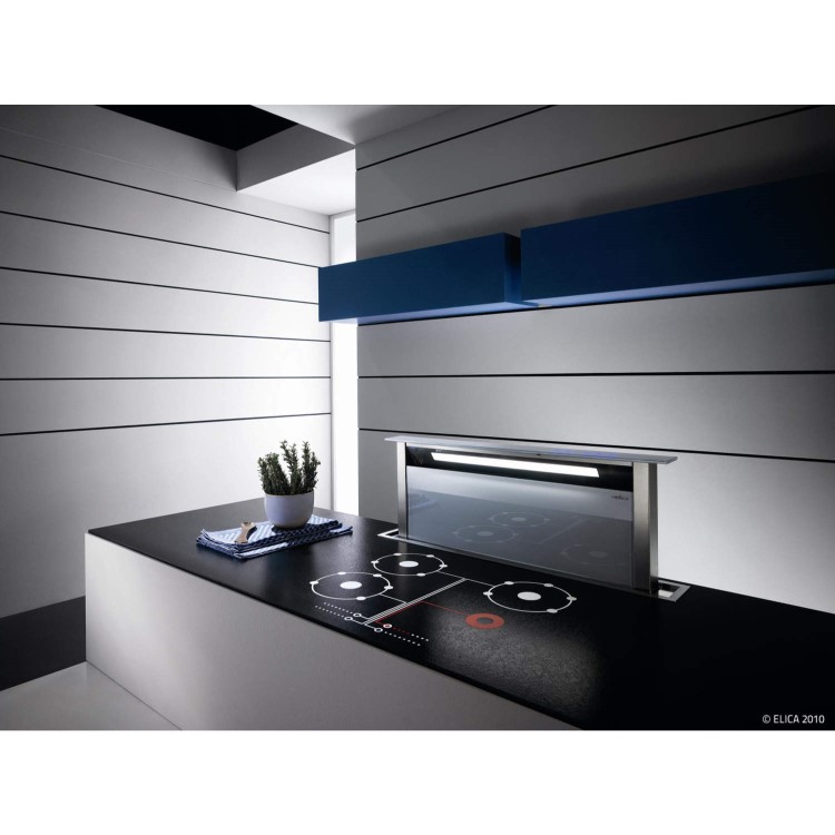 Elica ANDANTE_GME_2_WH Andante Stainless Steel & White Glass 90cm Downdraft Extractor With External Motor