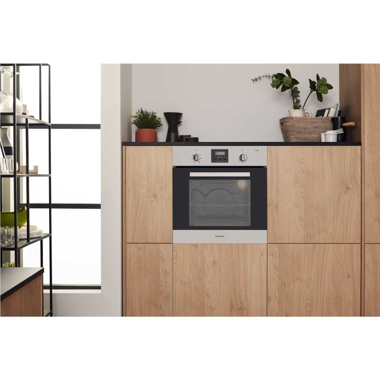 Refurbished Hotpoint AOY54CIX 60cm Single Built In Electric Oven with Catalytic Liners Stainless Steel
