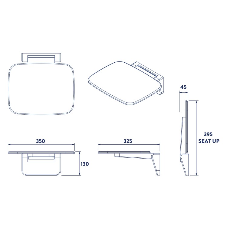White Wall Mounted Folding Shower Seat - Croydex