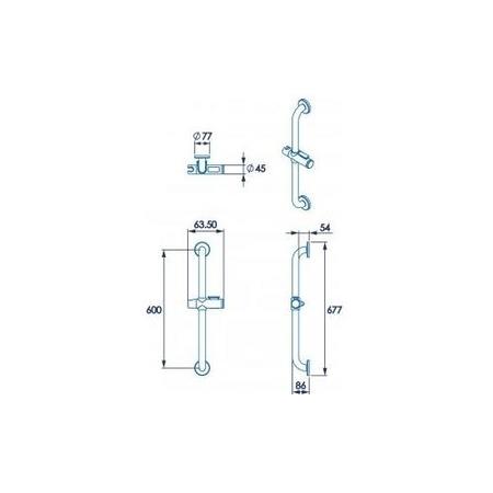 Croydex Chrome  Round Adjustable Height Slide Rail Kit with Hand Shower