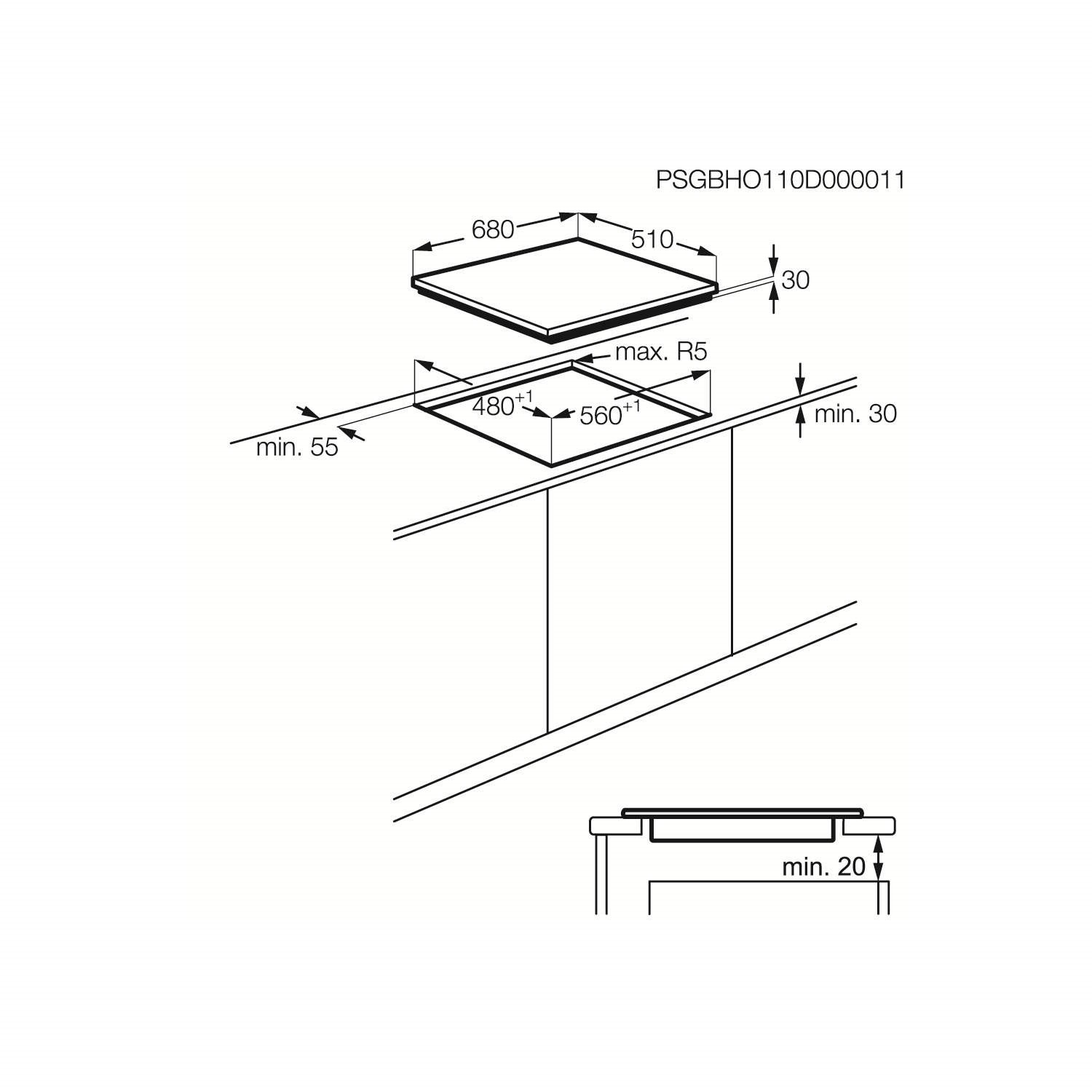 AEG HG795440NB Designer Five Burner Gasonglass Hob in Black