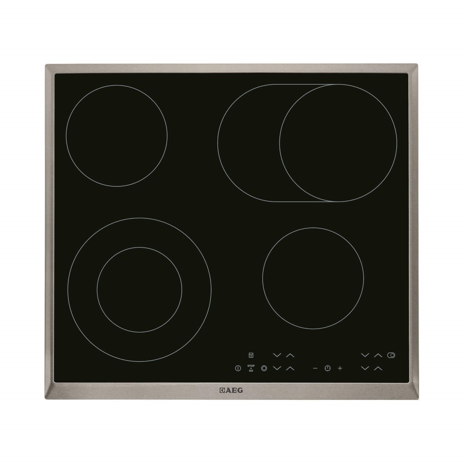 Refurbished AEG HK634060XB 58cm 4 Zone Ceramic Hob with Stainless Steel Frame