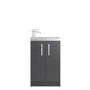Grey Free Standing Compact Bathroom Vanity Unit & Basin - W505 x H850mm