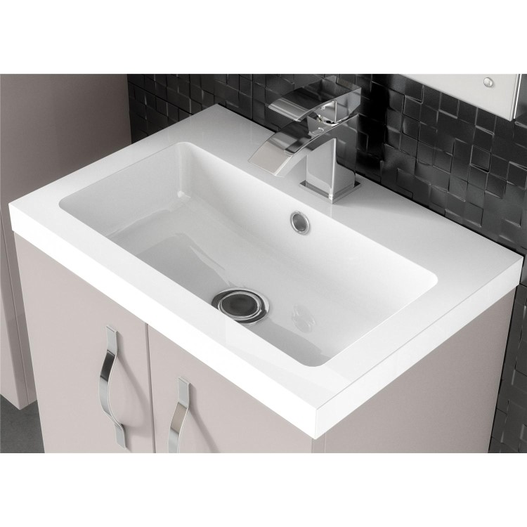 Grey Wall Hung Bathroom Vanity Unit & Basin - W605 x H540mm
