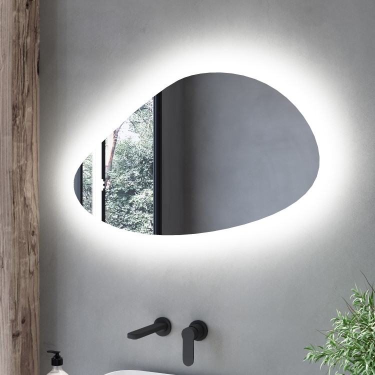 Pebble Backlit Heated Bathroom Mirror with Lights 500 x 800mm - Apollo