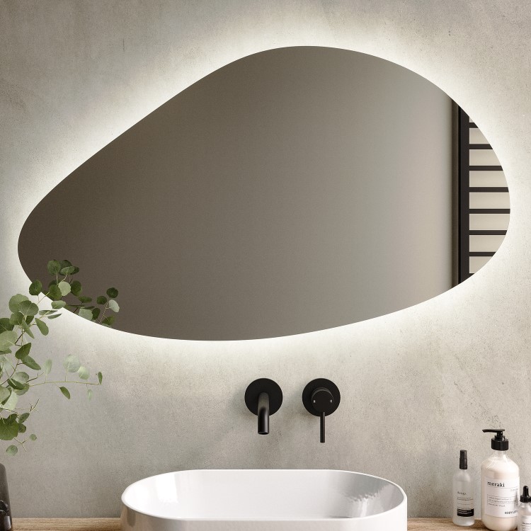 Pebble Backlit Bathroom Mirror with Battery Operated Lights 600 x 1000mm- Apollo