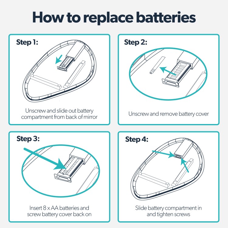 Pebble Backlit Bathroom Mirror with Battery Operated Lights 600 x 1000mm- Apollo