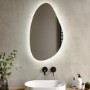 GRADE A1 - Pebble Backlit Bathroom Mirror with Battery Operated Lights 500 x 800mm - Apollo