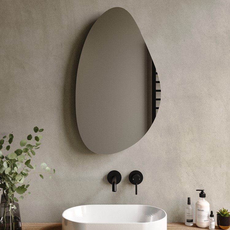 Pebble Backlit Bathroom Mirror with Battery Operated Lights 500 x 800mm - Apollo