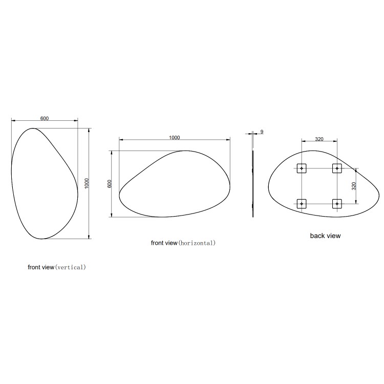 Pebble Frameless Bathroom Mirror 600 x 1000mm - Apollo