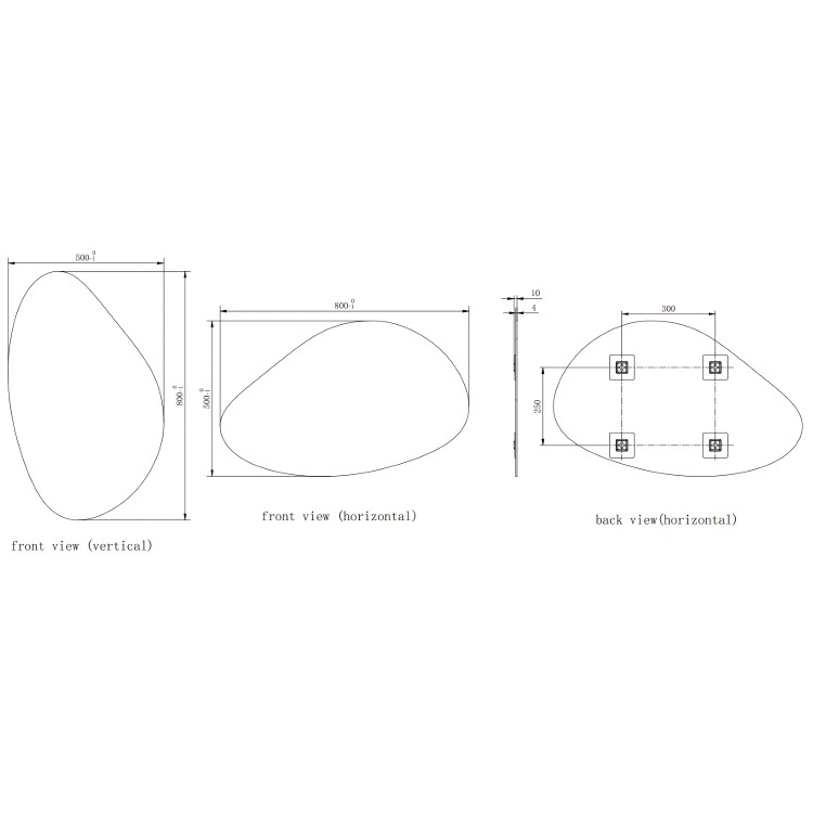 Pebble Frameless Bathroom Mirror 500 x 800mm - Apollo