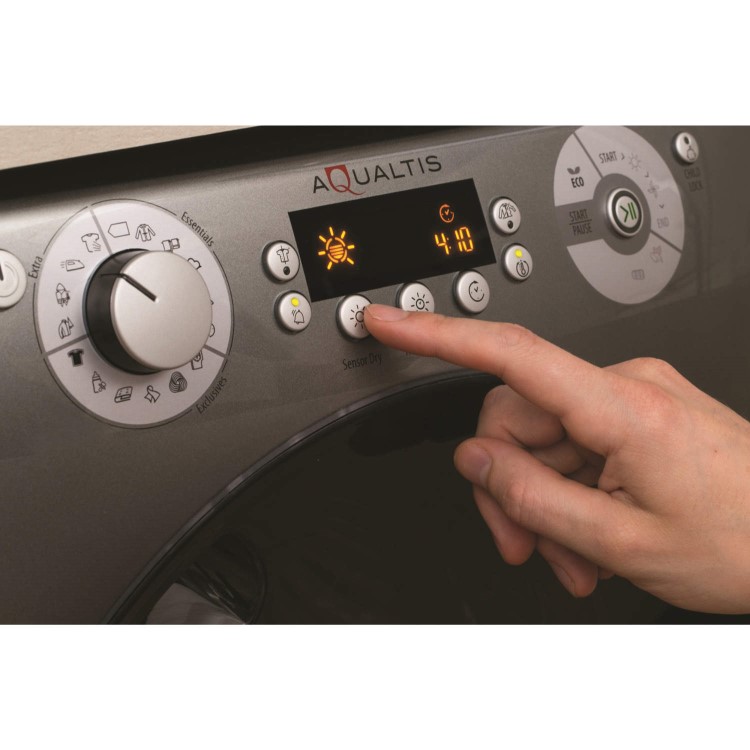 Hotpoint AQC94F7E1M Aqualtis Freestanding Condenser Tumble Dryer - White With Tungsten Door
