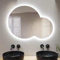 Round Backlit Heated Double Bathroom Mirror with Lights 900 x 700mm - Aquarius Round Backlit Heated Double Bathroom Mirror with Lights 900 x 700mm - Aquarius