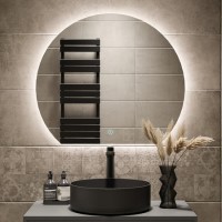 ONLY OPENED - Semi Circle LED Bathroom Mirror with Demister 800 x 700mm - Ara ONLY OPENED - Semi Circle LED Bathroom Mirror with Demister 800 x 700mm - Ara