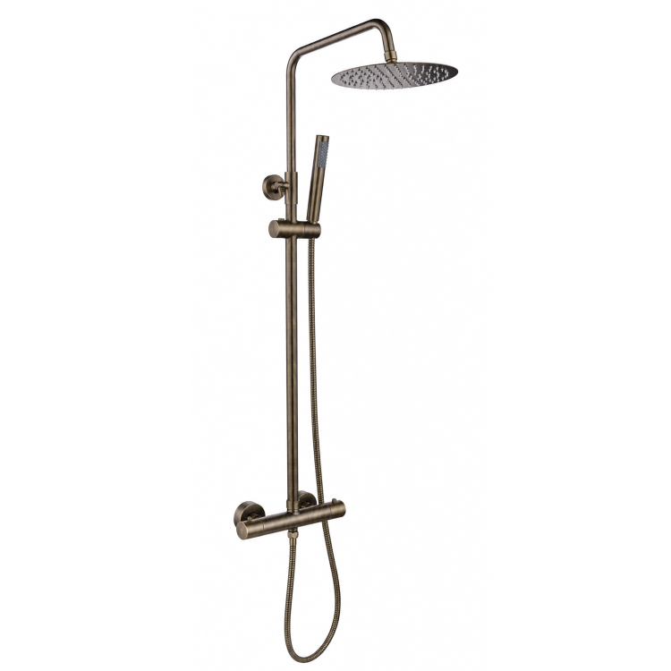 Antique Brass 2 Outlet Thermostatic Bar Mixer Shower Set with Hand Shower - Arissa