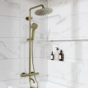 A1/ARBBEXPSWS GRADE A1 - Brushed Brass Round Thermostatic Mixer Shower Set with Bath Filler Spout - Arissa
