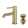 Brushed Brass Fluted Cloakroom Mono Basin Mixer Tap with Waste - Arissa