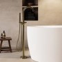 Brushed Brass Freestanding Bath Shower Mixer Tap With Cross Head Handles - Arissa