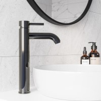 Black Chrome Tall Mono Basin Mixer Tap - Arissa