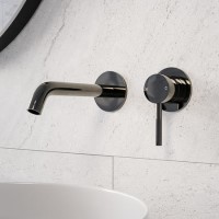 Black Chrome Wall Mounted Basin Mixer Tap - Arissa