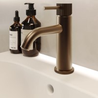 Brushed Bronze Fluted Mono Basin Mixer Tap with Waste - Arissa