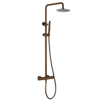 Brushed Bronze 2 Outlet Thermostatic Mixer Shower Set With Fluted Handles - Arissa